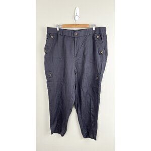 Torrid Women’s Tapered Linen High Rise Cargo Pants Gray Linen Lyocell Sz 18